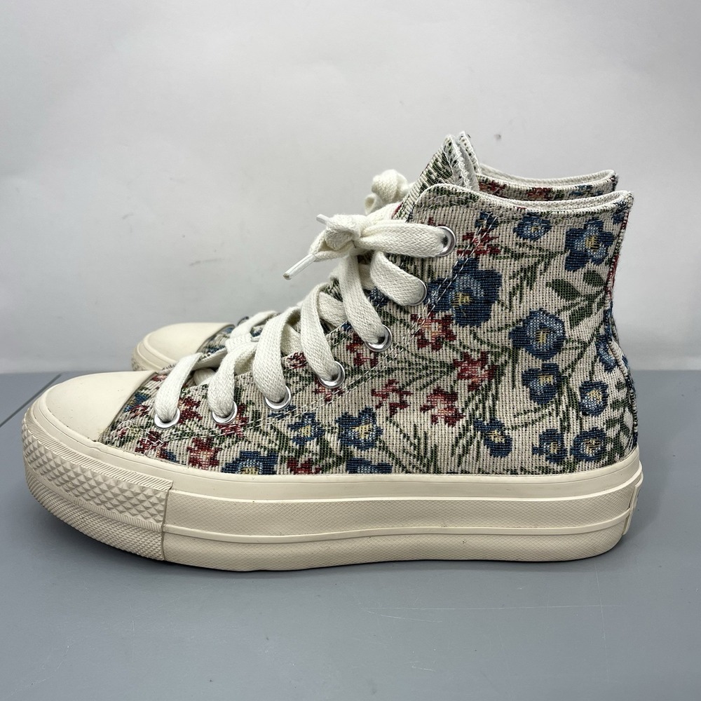 Converse All Star Lift Platform High Sneakers Shoes Floral Tapestry Blue Women 7 - Picture 5 of 13